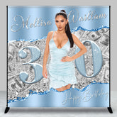 Aperturee - Blue Grey Dollar Custom 30th Birthday Photo Backdrop